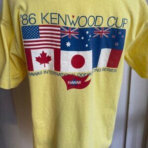 Vintage Single Stitch 1986 Kenwood Cup Hawaii Yacht Club Yellow T -Sz L